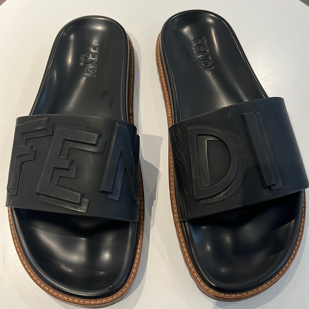 Fendi Black Slide Sandals